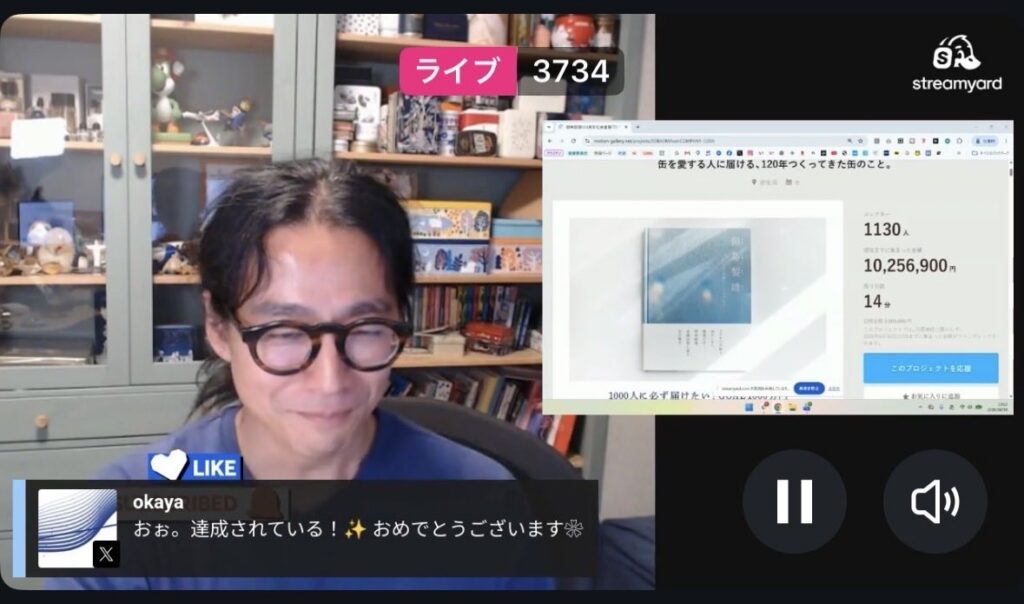クラウドファンディング最終日のライブ配信の様子
